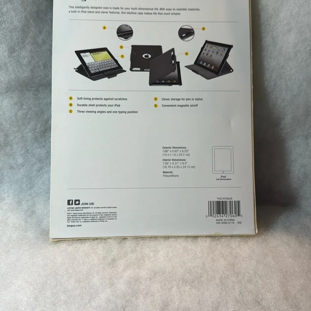Targus Cream and Black Tablet Case with Minimalist Design